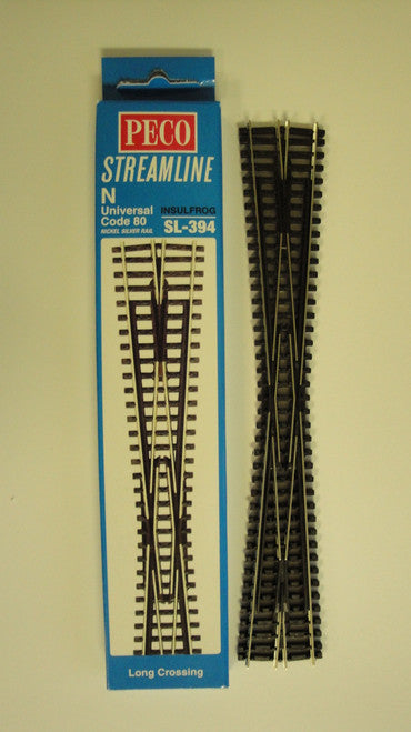 Peco SL-394 N Scale Long 8 degree Crossing Code 80 INSULFROG