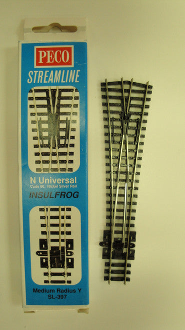 Peco SL-397 N Scale Wye Turnout Medium Radius Insulfrog Turnout