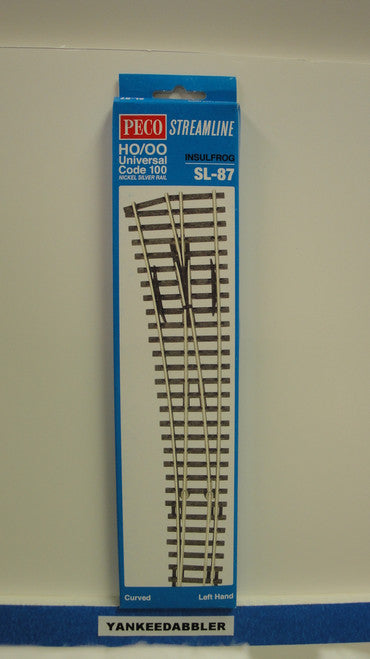 SL-87 Peco / SL-87 HO Code 100 Left-Hand Curved Insulfrog Turnout <p>(SCALE=HO Part # PCO-SL-87