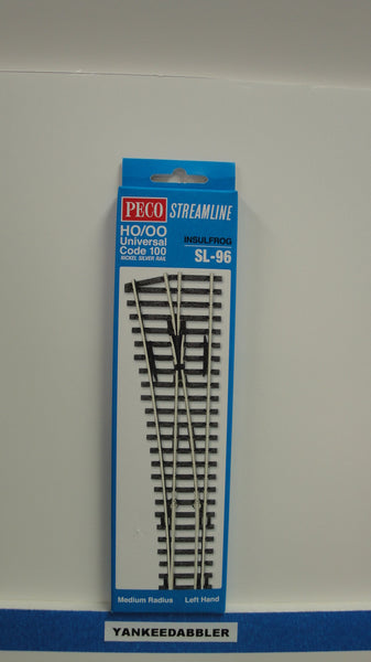 SL-96 Peco / SL-96 HO Code 100 Left-Hand Medium Radius Insulfrog