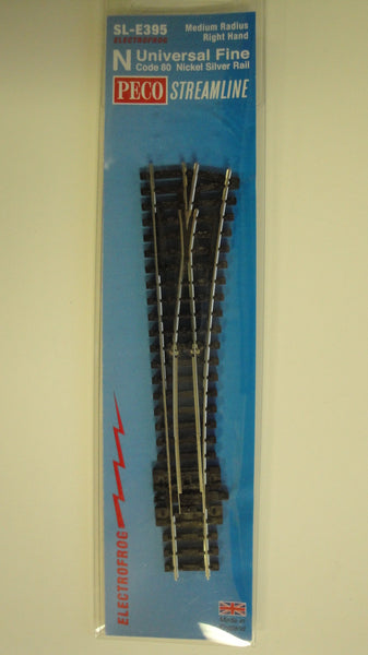 peco様 Peco SL-E395 N Scale Right Hand Medium Radius Electrofrog Turnout