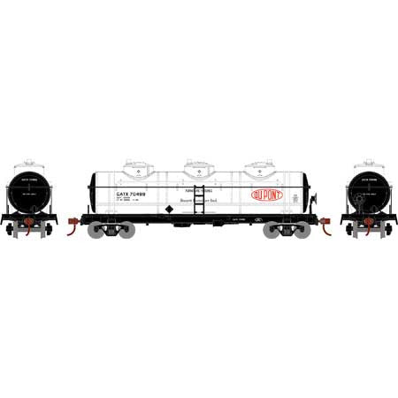 Athearn RND3184 3 Dome Tank Car GATX Dupont #70499 HO Scale