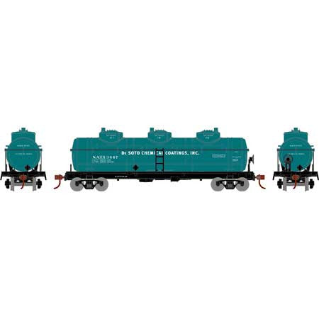 Athearn RND3191 3 Dome Tank Car NATX DeSoto Chemical Coatings #3447 HO Scale