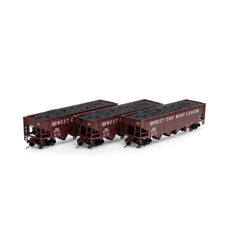 Athearn RND88181 40' 4-Bay Offset Hopper with Load, WM Western Maryland 3 Pack HO Scale