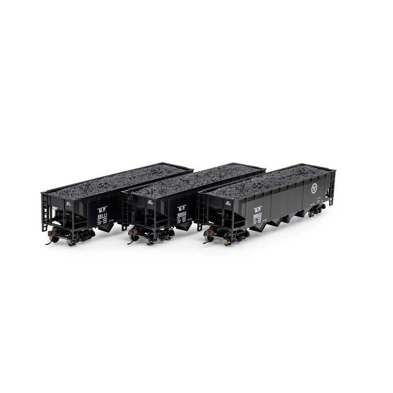 Athearn RND88182 40' 4-Bay Offset Hopper with Load, MP Missouri Pacific 3 Pack HO Scale