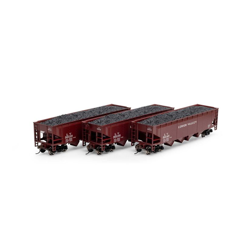 Athearn RND88185 40' 4-Bay Offset Hopper with Load, LV Lehigh Valley 3 Pack HO Scale