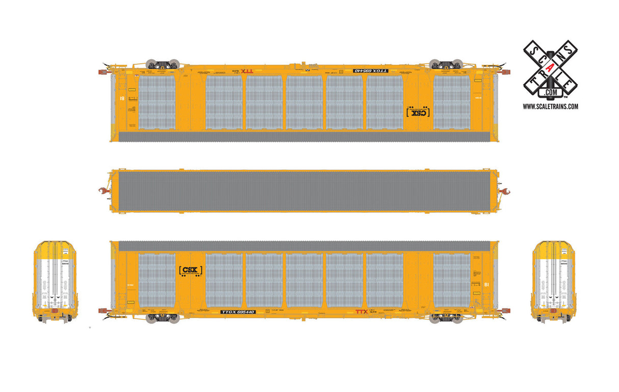 Scaletrains {SXT32143} Gunderson Multi-Max Autorack CSX - TTGX #695475 Rivet Counter ScaleTrains  (SCALE=HO)  Part # 8003-SXT32143