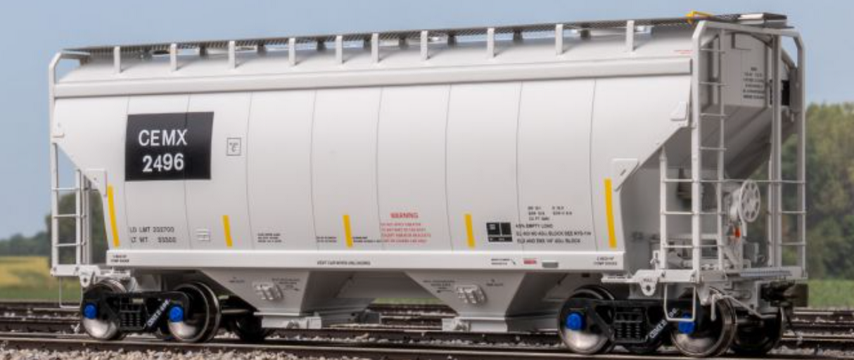 Scaletrains SXT41095 Gunderson 3250 Covered Hopper, CEMEX/ex-AOKX Black Patched/Low Profile Outlet Gates/CEMX #2496 HO Scale