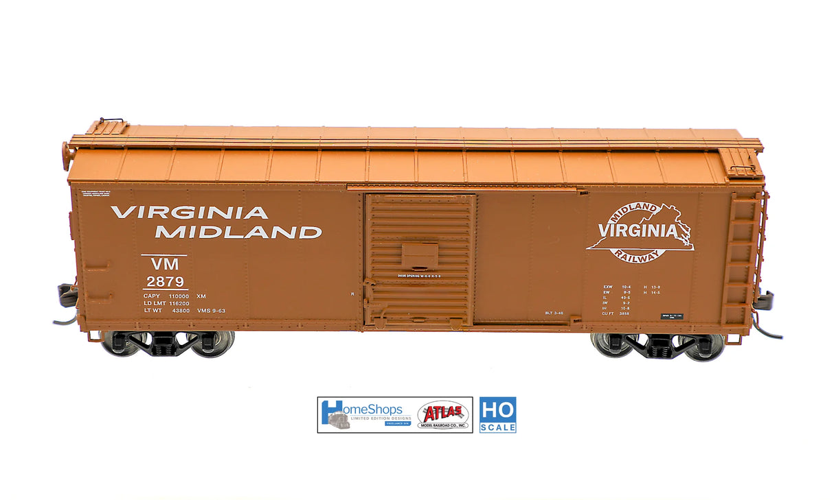 HomeShops HFB-040-002 VM - Virginia Midland #2864 Atlas USRA Rebuilt Steel 40' Box Car HO Scale