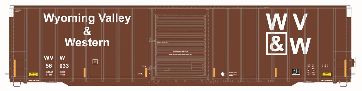 HomeShops HFB-008-002 WVW Wyoming Valley & Western #56087 - ExactRail Platinum Berwick 7580 Boxcar HO Scale