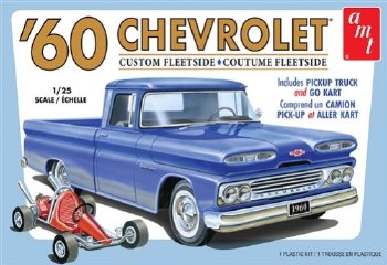 AMT 1063 1960 Chevrolet Custom Fleetside + Go Cart 1/25 Scale Model Kit