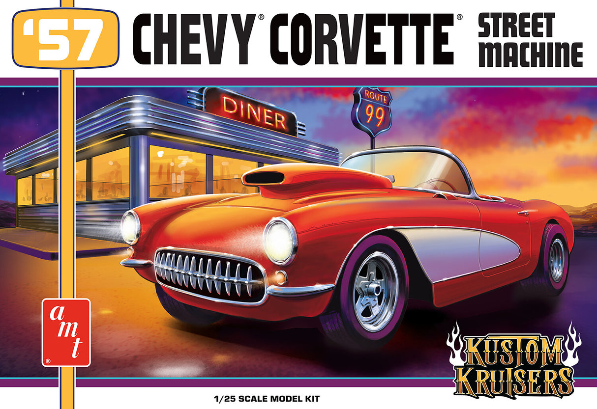 AMT 1498 1957 Chevy Corvette Street Machine Kit 1:25 Scale