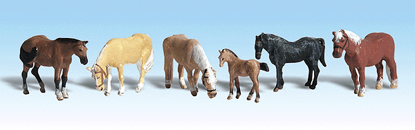 Woodland Scenics 1862 Animals - Scenic Accents(R) -- Farm Horses pkg(6) HO Scale