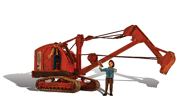 Woodland Scenics 5566 Backhoe & 2 Figures - Assembled HO Scale