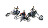 Woodland Scenics 5344 Bad Boy Bikers - Assembled - AutoScenes(R) -- 3 Figures & 3 Motorcycles N Scale