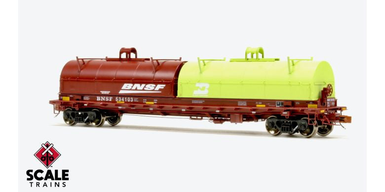 Scaletrains SXT38505 Thrall 48' 2-Hood Coil Steel Car BNSF/Mismatched Hoods/Green #534103 HO Scale