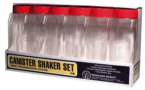 Woodland Scenics 199 Canister Shaker Set - Plastic pkg(6) -- Capacity Each = 32oz  907g  947mL A Scale