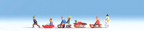 Image for 528-15819 Children In Snow w/Sleds
