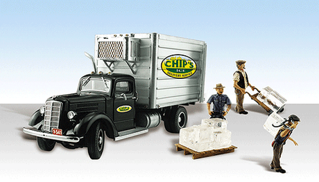 Woodland Scenics 5557 Chip's Ice Truck - Assembled - AutoScenes(R) -- Reefer Van, Figures & Accessories HO Scale