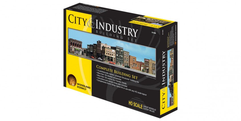 Woodland Scenics 1486 City & Industry Building Set -- Kit - 15 Buildings & Details HO Scale