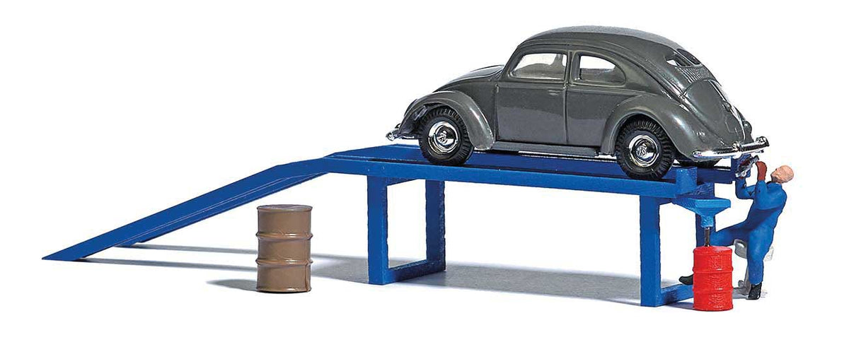 Busch 7829 Complete Miniature Scene -- Oil Change Ramp, VW Old Beetle ...