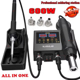 600W 2-in-1 Digital Soldering Station - Temperature Adjustable Soldering Iron And Hot Air Gun for PCB IC Rework Repair - Advanced Soldering Tools for Electronics Hobbyists And Professionals ALL Scale