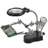 Professional Repair Station with LED Magnifier - Adjustable Folding Arm & Heavy-Duty Base, Magnifying Glass PCB Holder, Welding Tool - Magnification for Electronics/Watchmaking - Battery-Powered ALL Scale