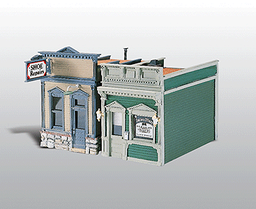 Woodland Scenics 224 Doctor's Office & Shoe Repair - Scenic Details(R) -- Metal Kit - 3 x 2-1/8"  7.6 x 5.4cm HO Scale