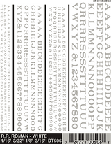 Woodland Scenics 506 Dry Transfer Alphabet & Number Sets -- Railroad Roman Type Face (white) A Scale