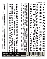 Woodland Scenics 508 Dry Transfer Alphabet & Number Sets -- Railroad Gothic Type Face (black) A Scale