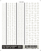 Woodland Scenics 510 Dry Transfer Alphabet & Number Sets -- Railroad Roman Type Face - Numbers Only (white) A Scale