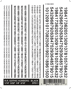 Woodland Scenics 511 Dry Transfer Alphabet & Number Sets -- Railroad Gothic Type Face - Numbers Only (black) A Scale