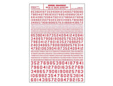 Woodland Scenics 748 Dry Transfer Numbers Only - 45 Degree USA Gothic (Military Style) -- Red A Scale