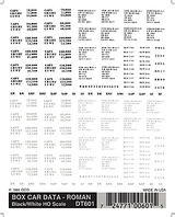 Woodland Scenics 601 Dry Transfer Railroad Lettering Sets -- Railroad Roman Freight Car Data (white, black) HO Scale