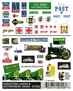 Woodland Scenics 556 Dry Transfer Signs -- Assorted Logos & Advertising HO Scale