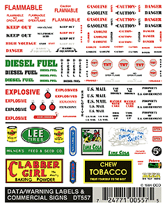 Woodland Scenics 557 Dry Transfer Signs -- Data/Warning Labels & Commerical Signs HO Scale