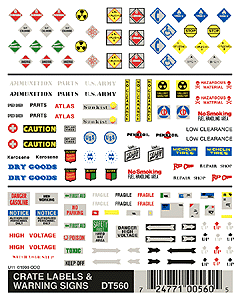 Woodland Scenics 560 Dry Transfer Signs -- Crate, Labels & Warning Signs HO Scale