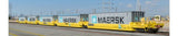 Scaletrains SXT40079 PS-Trinity Backpacker Well Car Set (5) DTTX #64019 - with Containers, Maersk HO Scale