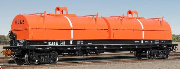 Scaletrains SXT40292 Thrall 48' 2-Hood Coil Steel Car Elgin Joliet & Eastern/Orange Hoods #7455 HO Scale