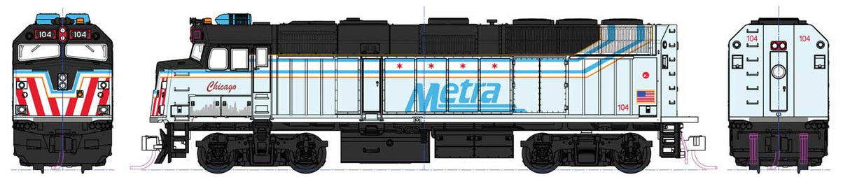 Image for 381-176CHICDCC F40H Chicago Metra 104DCC