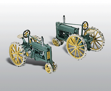 Woodland Scenics 211 Farm Machinery (Unpainted Metal Kit) -- Original Unstyled Model A Tractor (1934-38) on Steel Wheels; pkg(2) HO Scale