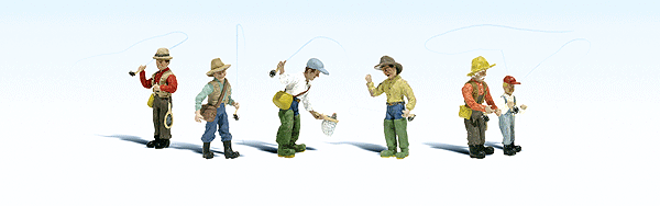 Woodland Scenics 1910 Fly Fishermen - Scenic Accents(R) -- pkg(6) HO Scale