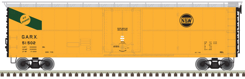 Atlas 20005798 GARX Insulated 50' Boxcar (Reefer) NW Norfolk Western #51502 HO Scale