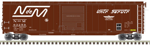 Atlas 20005852 50' Postwar Boxcar N de M - Nacionales de Mexico #93064 (Boxcar Red, white) HO Scale