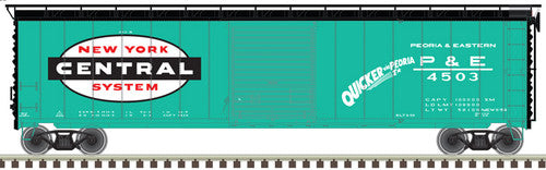 Atlas 20005861 50' Postwar Boxcar New York Central P&E #4516 (Jade Green, black, white, Quicker via Peoria) HO Scale