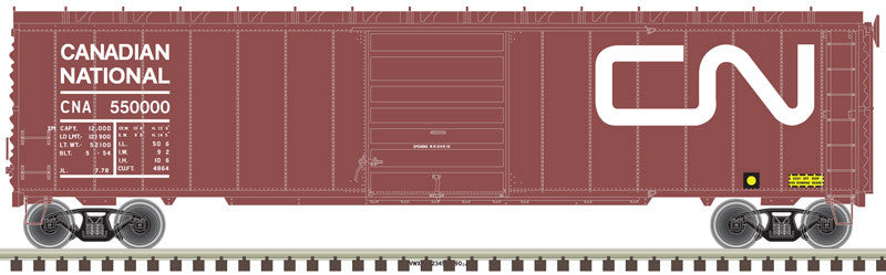 Atlas 20005862 50' Postwar Boxcar CN - Canadian National #550000 (Boxcar Red, white) HO Scale