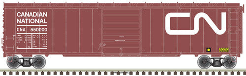 Atlas 20005862 50' Postwar Boxcar CN - Canadian National #550000 (Boxcar Red, white) HO Scale