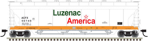 Atlas 20006272 Pressureaide Centerflow Hopper - Luzenac America #59748 (green, orange, white) HO Scale