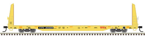 Atlas 20006452 68' Bulkhead Flat Car TTX #804739 (yellow, black, red Forward Thinking Logo) HO Scale