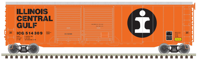 Atlas Master 20006584 Postwar 50' DD Boxcar - Illinois Central Gulf 515585 (orange, white, black) HO Scale